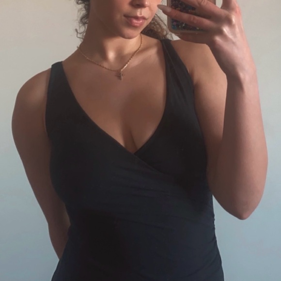 Vintage Y2K Ralph Lauren Blue Label Sleeveless V Neck Wrap Black Mini Dress - Picture 10 of 11